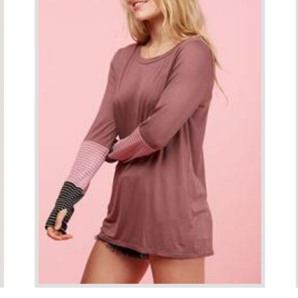 HP ❤🍒 NEW BOUTIQUE  MAUVE STRIPED LS SHIR
